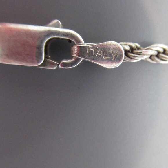 Sterling Silver Chain & Sterling and Gray Natural Stone Large Pendant Necklace - Picture 4 of 15